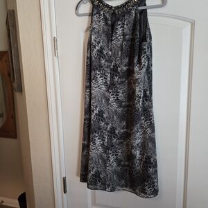 White House Black Market Black and Gray Patterned Dress